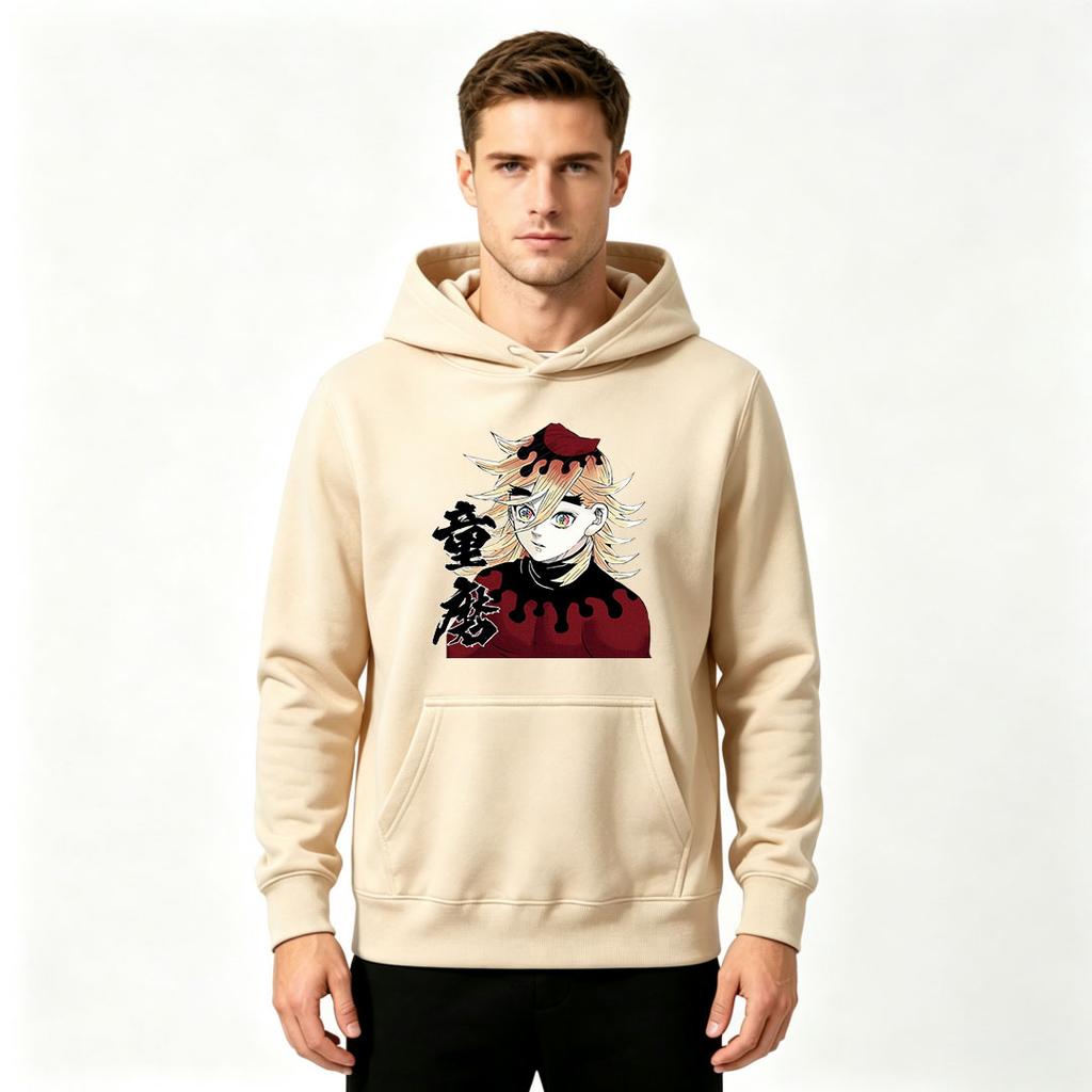Men Anime Character Printed Pullover Hoodie Casual Long Sleeve Comfortable Sweatshirt for Daily Wear