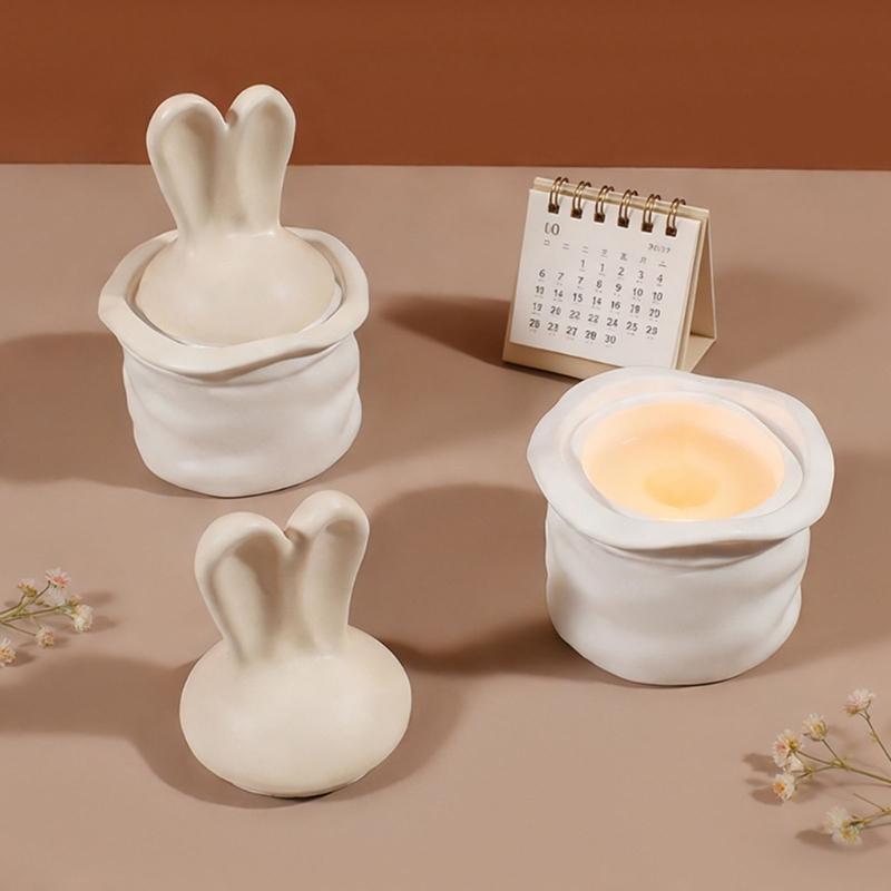 Silicone Craft Mold Rabbits Ear Shape Box Molds for Creating Candle Containers and Organizers Great for Handmade Gifts