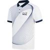 Emporio Armani EA7 SS24 Striped Logo Letter Print Short Sleeve Polo Shirt Men Tops White 3DPF09-PJPCZ-1100