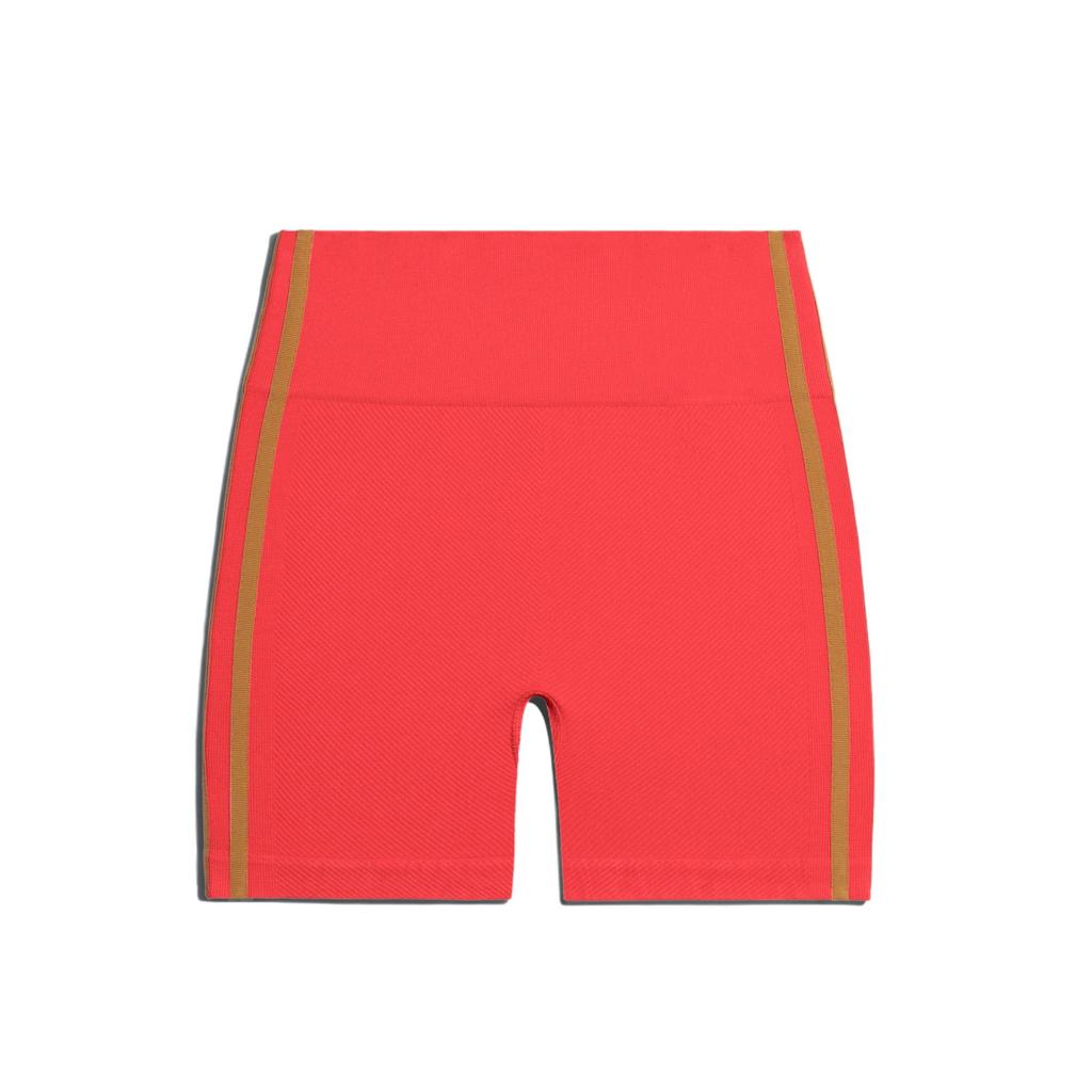 Adidas X Ivy Park Collaboration Real Coral Striped High-Waisted Elastic Sports Shorts Women Shorts Coral-Pink GR1400