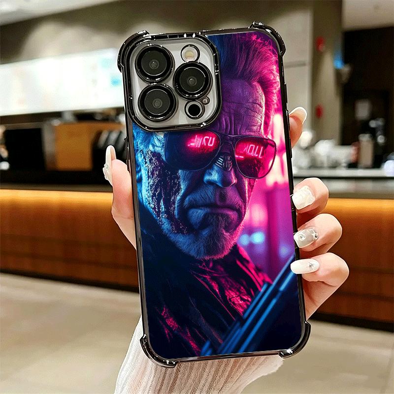 Terminator Arnold Schwarzenegger Plating Phone Case For Iphone 16 17 Pro Max Air 16E 14 15 Plus 12 13 Mini Anti-Fall Airabag Cov