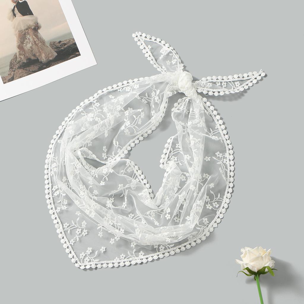 Korean Lace Fart Curtain Niche Belt New Girl Fashion Versatile Waist Towel Hollow Flower Triangle Towel Shawl