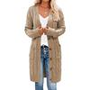 Button Up Knitting Jacket Women Sweater Cardigan Solid Color V Neck Long Sleeve Twist Texture Tops with Pockets