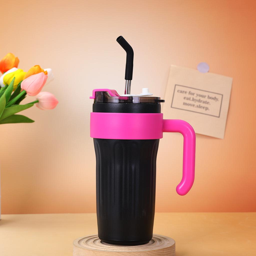 New Gradient Steel Thermos Cup Girls Handy Straw Cup Dopamine Strap Handle Car Cup Durable Durable Useful Useful