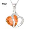 Heart Pendant Necklace Cubic Zirconia Inlaid Jewelry Gift Women Shape Fashion for Daily Life