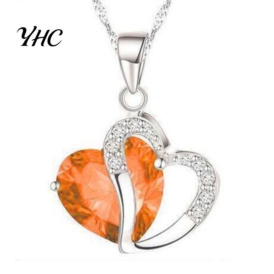 Heart Pendant Necklace Cubic Zirconia Inlaid Jewelry Gift Women Shape Fashion for Daily Life