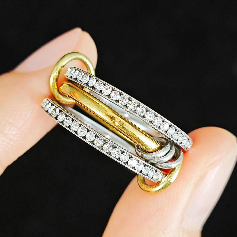 Multiple Layers Stackable Rings For Women Jewelry New Stainless Steel Gold Shiny Zircon Spinelli Kilcollin Ring Male Gifts