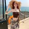 Lazy Vacation Style~ Spice Girl Tube Top Sling Vest Summer Sexy Irregular Half Skirt Two-piece Travel Wear