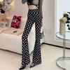 Spring Thin Women's High-waisted Flared Pants Slim Fit Trousers Printed Stretch Flared Pants