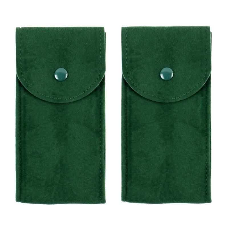3 colors Portable Watch Bag Gift Shock-proof Press Button Short Velvet Snap Watch Packing Pouch green single storage box