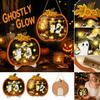 Halloween Wooden Sign Light with Pumpkin Pendant - Battery Operated Button Cell Warm Light for Party Decor, Desk Shelf Table Decoration