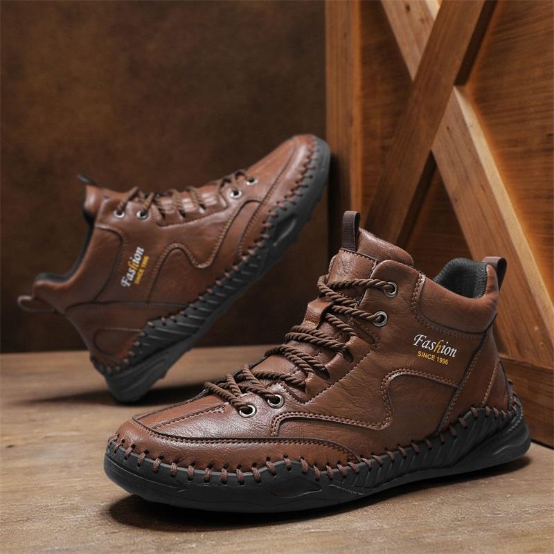 Scarpe da Uomo Taglie Forti Cucitura a Mano Stivali da Uomo in Pelle Pelle Scamosciata Scarpe Casual in Pelle Stivaletti da Uomo