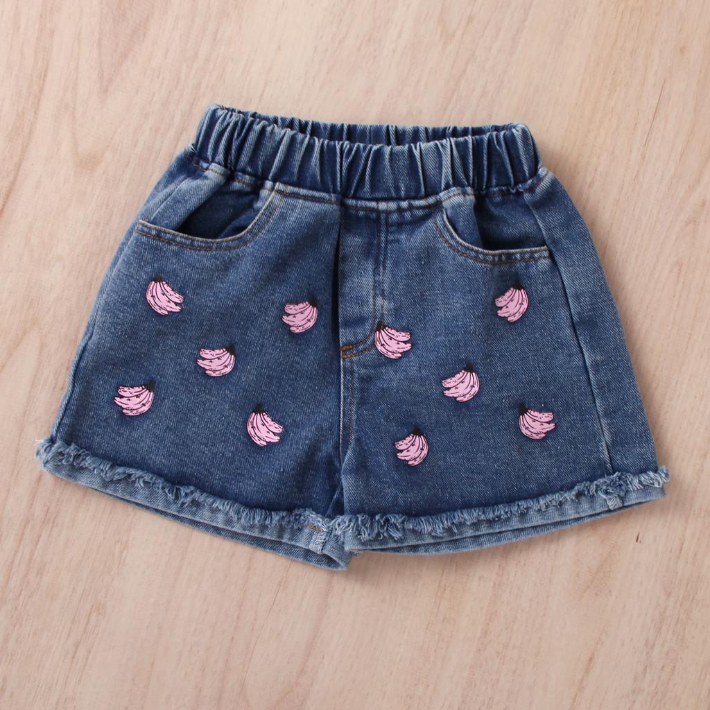 Mädchenanzug Sommer Kinder Einfarbig Bedruckt Kurzarm Pullover und Shorts