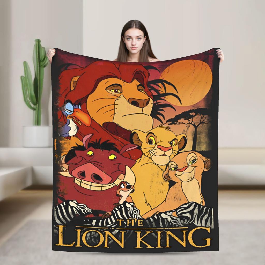 Warm BlanketGirls Boys Decorative Simba Lion King Throw Blanket  Flannel Bedspread Chair Sofa Bed Street Trend Sofa Bed Cover