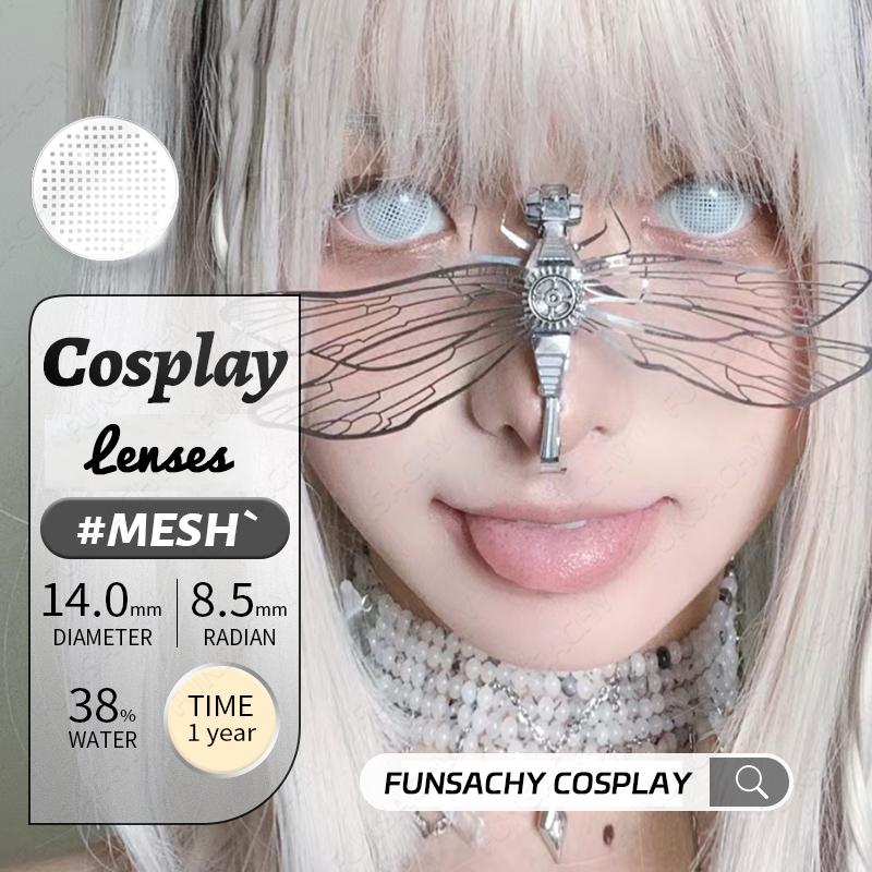 FUNSACHY Cosplay Black White Contact Lenses for Eyes 1Pair Colored Anime Lens Eye Makeup Pupil Halloween Women Men's Accessories