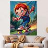 Tapestry Chucky Doll on Skateboard Horror Movie Cartoon Anime Wall Hanging Dorm Men Cave Gift