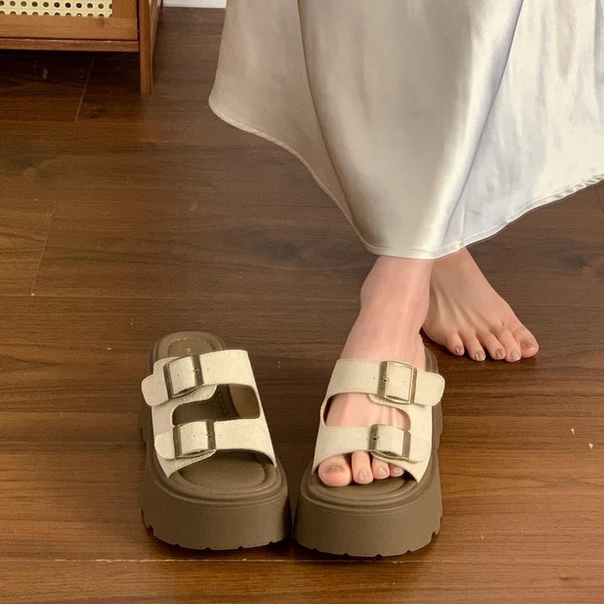 

Casual fashion slippers women s summer 2025 new high-end fashion versatile one-word drag cool slippers muffin bottom 40 абрикосовый