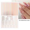 Adesivi Nail Art Lineari Oro Rosa Argento Metallo Adesivi per Unghie Lettere Decalcomanie Strisce Curve Nail Art Adesivi per Unghie