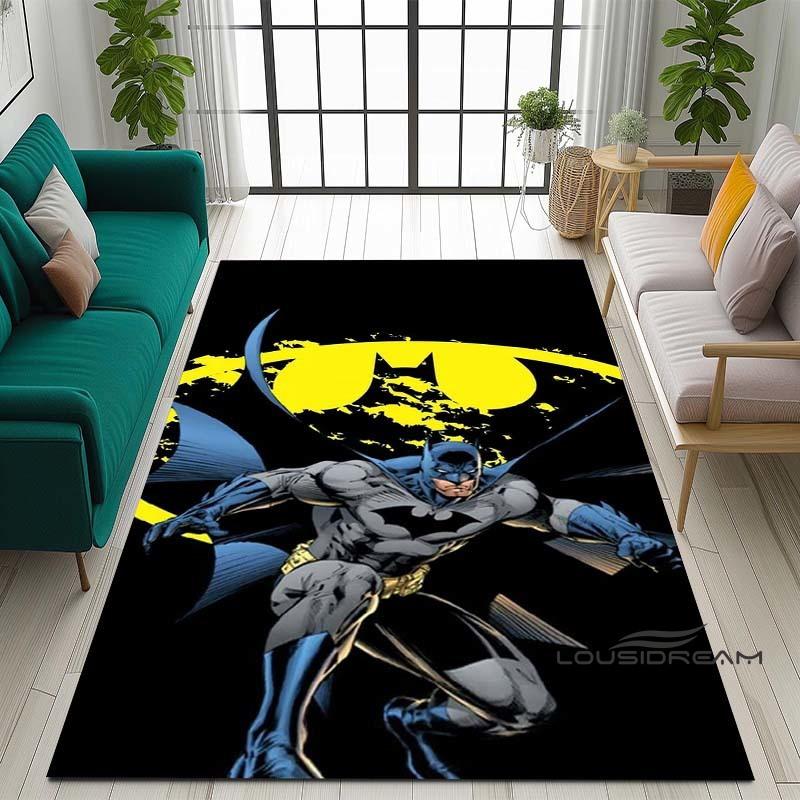Cartoon Classic: Batman Area Rug — Batman Logo Accent Rug for Living Rooms & Kids' Bedrooms — Comfortable, Non-Slip, and Durable