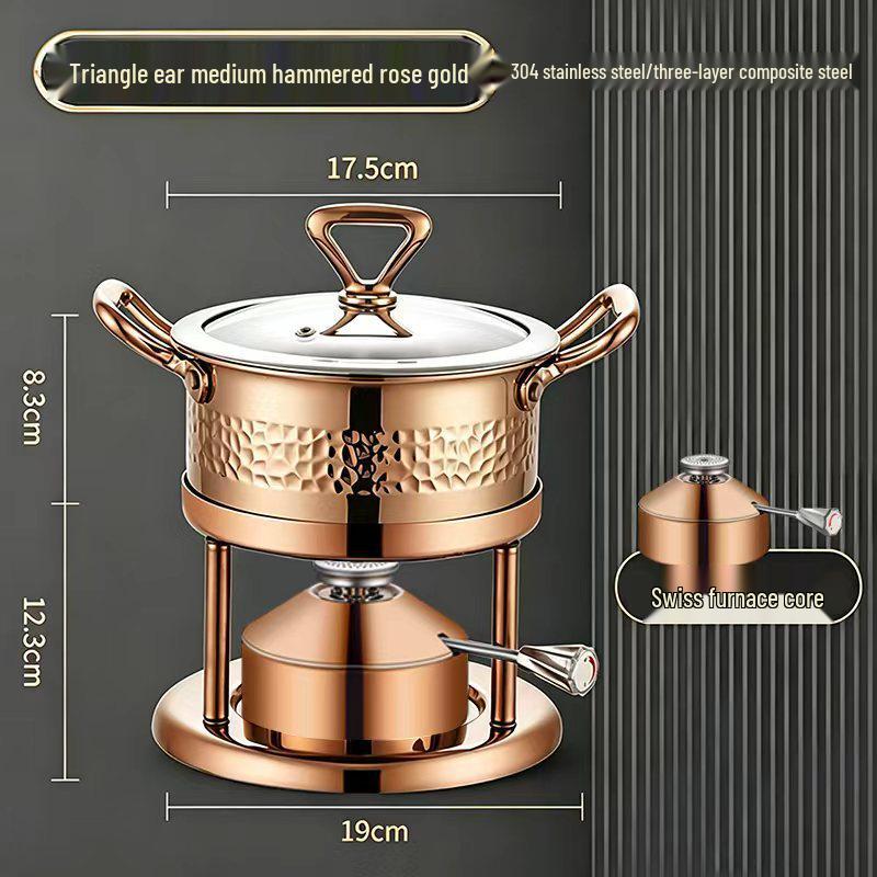 304 Stainless Steel Single-Person Hot Pot with Inflatable Gas Stove for Home, Commercial, and Camping Use
