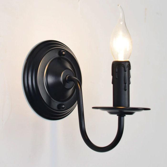 

Чорні промислові настінні свічники, Ретро проста настінна лампа, Домашній декор, Підсвічник для спальні, їдальні, вітальні E14 LED bulb include