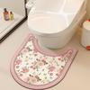 Quick Dry U-Shaped Toilet Mat Absorbent Toilet Pad Retro Floral Bathroom Rug  Restroom