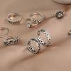 Wind Personality Female Retro Smiley Face Flower Leaf Crown 9-Piece Ring Set
