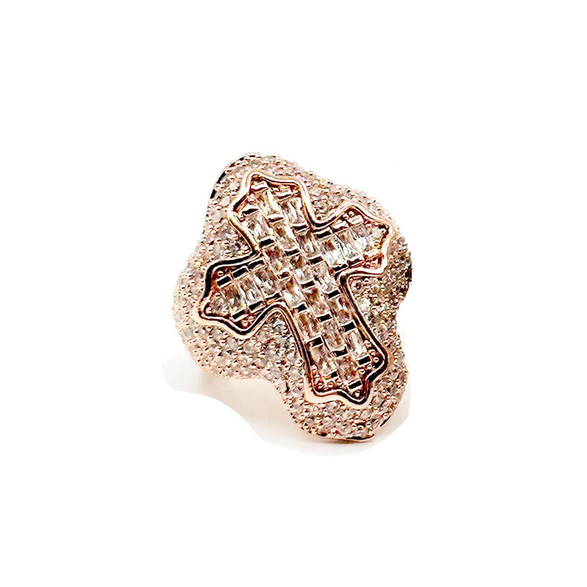 Aokaishen Cross Finger Ring Full Iced Out Zircon Prong Cubic Zirconia Fashion Luxulry Women Hip Hop Jewelry 7