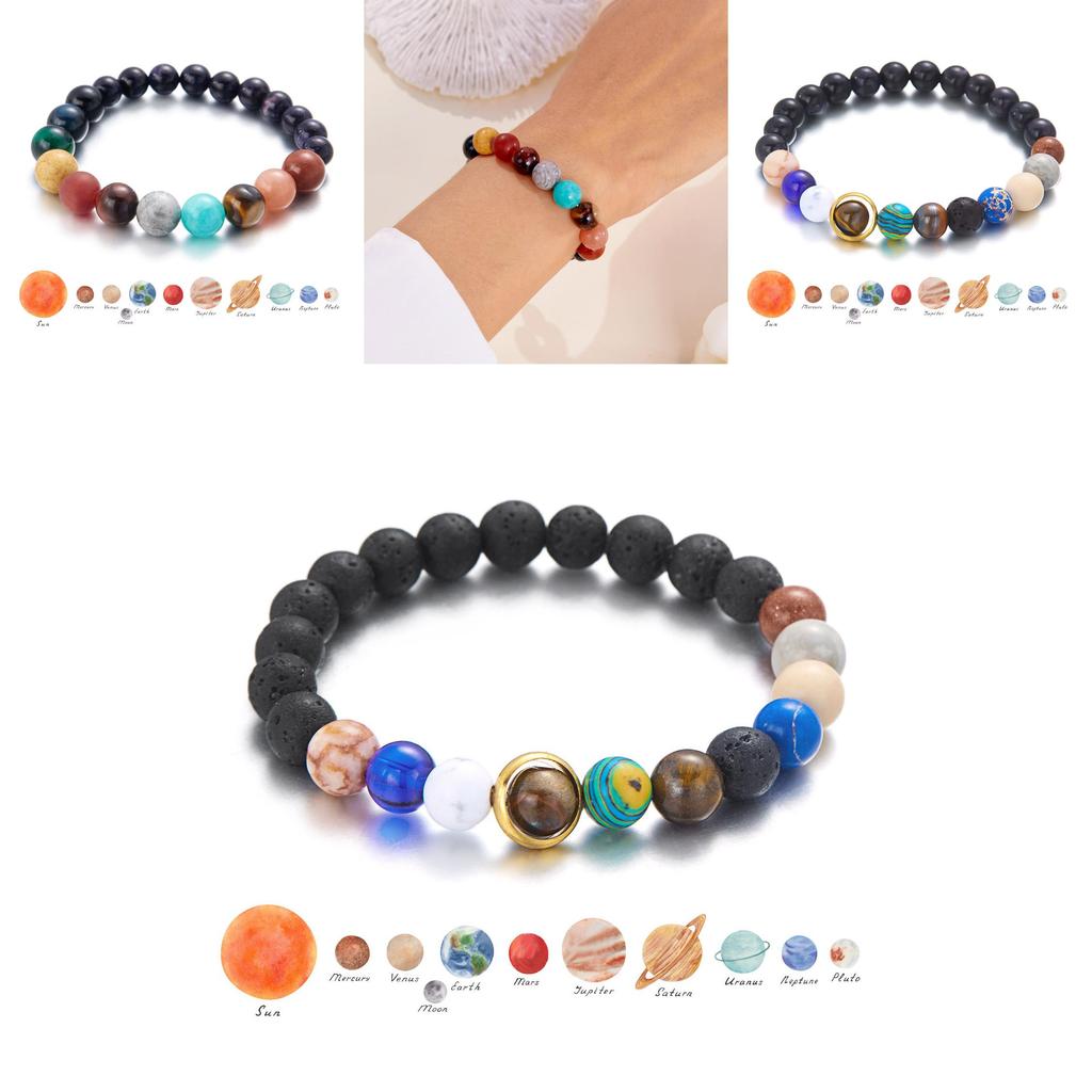 Natural Stone Constellation Bracelet With Handcrafted Planet Design For Couples And Travel Gift