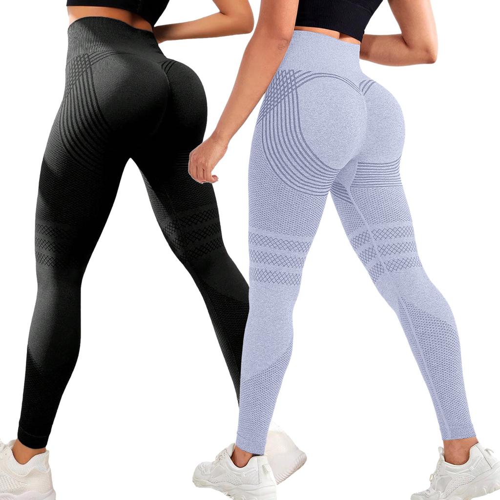 2PC Women's Casual Seamless Hip Lifting Fitness Pants With Tight Fit And High Waist, Seach Hip Yoga Pants