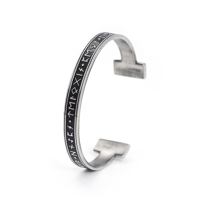 Vintage Viking Rune Open Cuff Bracelet Men's Amulet Jewelry