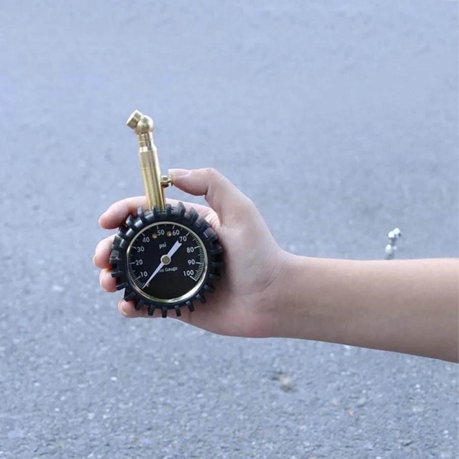 Precise Car Tire Pressure Gauge - Copper Valve with Hose, Deflation Function for Accurate Pressure Measurement