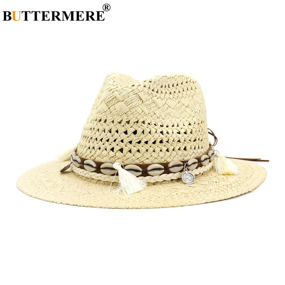 Khaki Womens Summer Hat Panama Sun Hat Hand Knitting Straw Hat Ladies Beach Sombrero Outdoor Male Female Fedora Fashion White