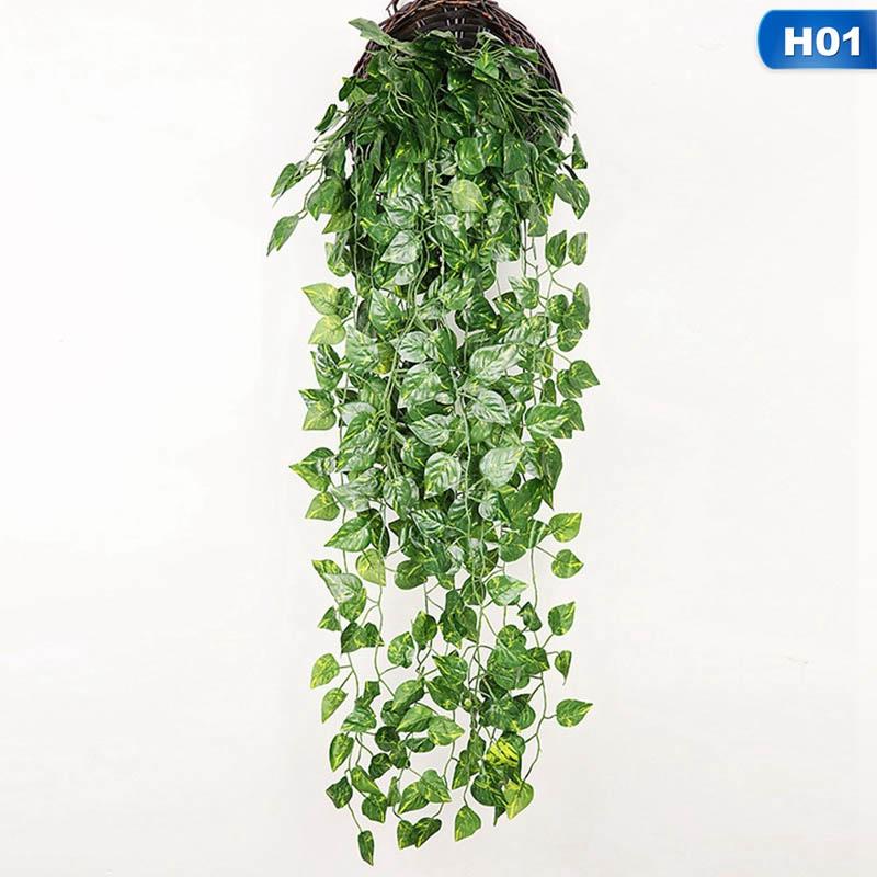 90cm Artificial Green Plant Wall Hanging Ivy Leaf Pothos Begonia Grape Vine Home Garden Wall Party Wedding Decoration
