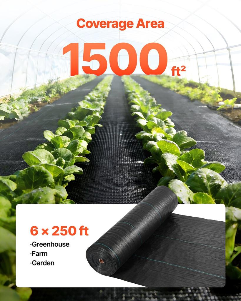 Weed Barrier Fabric Heavy Duty, 1.8x76.2m 141.7g Landscape Fabric, Woven Weed Blocker Fabrics, Garden Fabrics Weeds Barrier, Weeds Control Ground