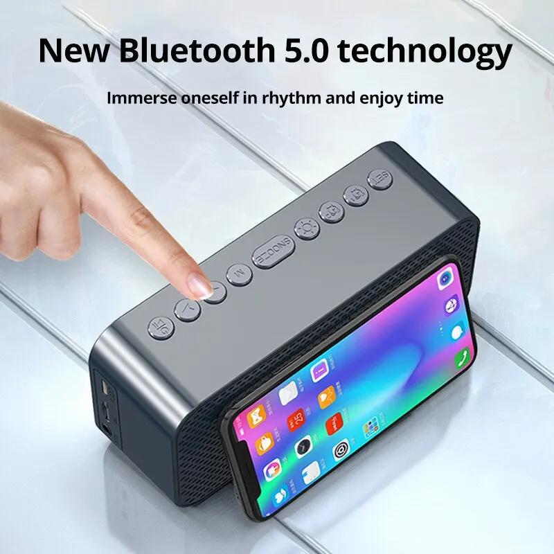 1pc LED Despertador Digital Com Bluetooth, Alto-falante Espelho Quarto Escritório Decoração Tabela Tela Temperatura Rádio FM