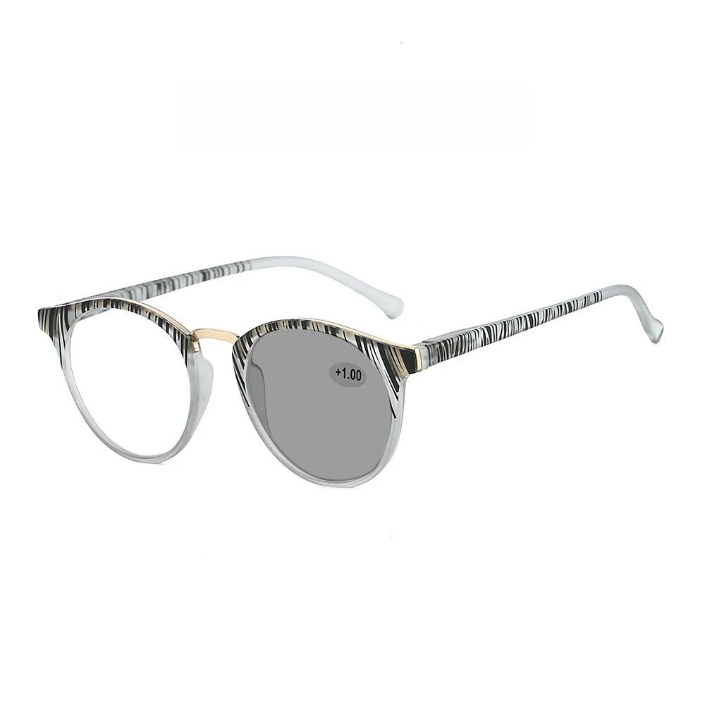 Characteristic Stripes Photochromic Presbyopia Glasses Exquisite Comfortable Unisex Glasses Ultra Light Eye Protection 0 To +4.0