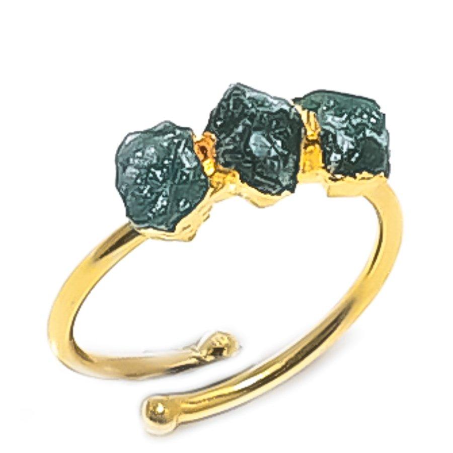 

Зеленый Авантюрин Драгоценный камень 925 Стерлинговое серебро Ювелирное кольцо Размер регулируемый