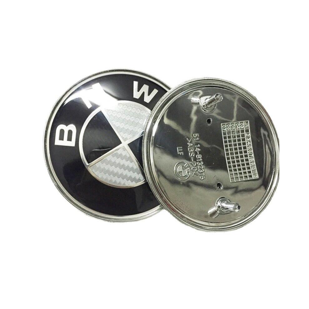 Boot+BONNET BADGE CARBON FIBRE BMW 82mm 74mm E46 E90 E92 E60 E81 X3 X5 1 3 4 5 M Series