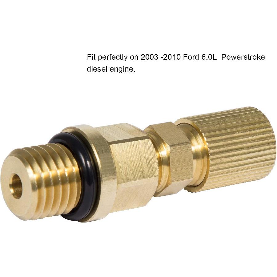 E-cowlboy 6.0L for Powerstroke Fuel Pressure Test Fitting Adapter for 2003-2010 Ford Diesel Engine(With Schrader Valve)