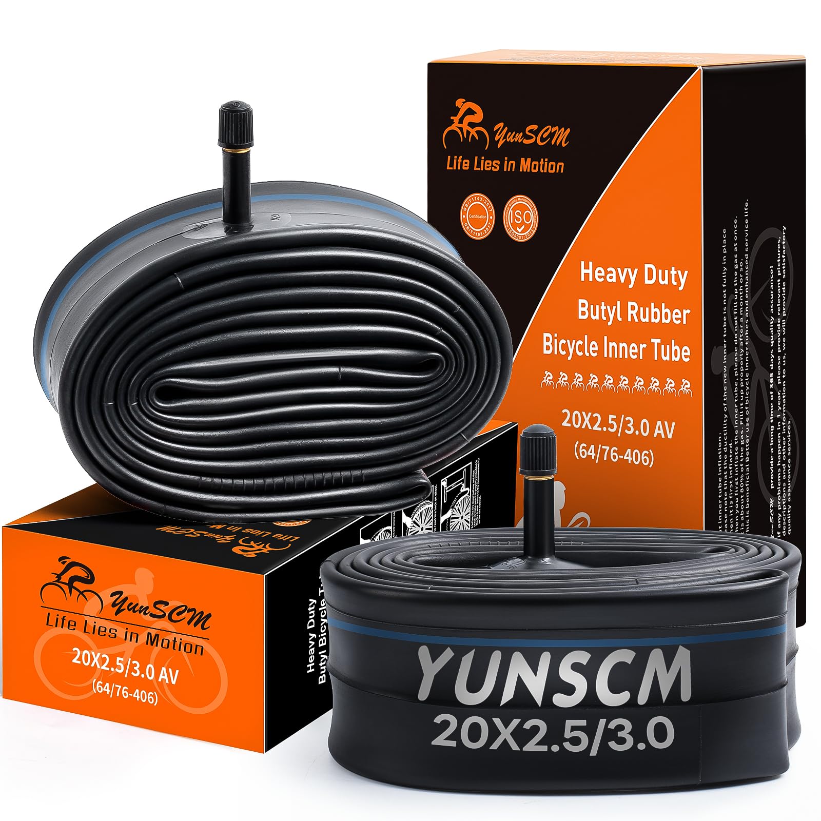 

YunSCM Two 20x3.0 Inner Tubes, Thick Wall, 32mm Schrader Valve, 20x2.5/3.0 Inner Tubes, Suitable for 20x2.5/20x3.0 Mountain Bikes and Fat Bikes
