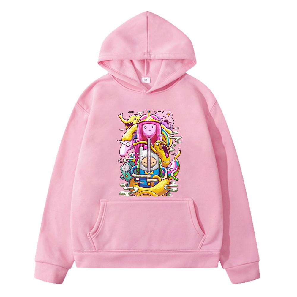 

adventure time print Kawaii hoodies Autumn pullover boys jacket anime hoodie Fleece sweatshirt y2k sudadera kids clothes girls 130 розовый