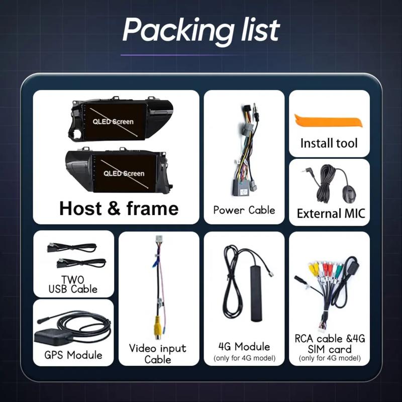 Android 14 Carplay Car Radio For Toyota HILUX REVO VIGO IMV 2016 2017 Navigation GPS Multimedia Player WiFi+4G Stereo Video BT