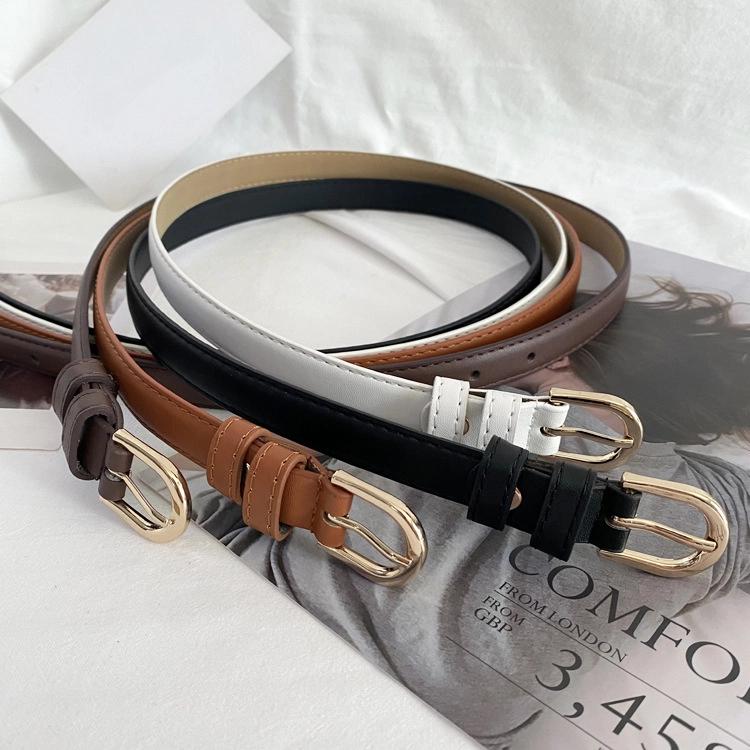 Vintage kožený pásek pro ženy Stylový džínový pásek Letní nezbytnost Všestranný tenký dekorační kalhotový pásek Ideální pro každodenní nošení