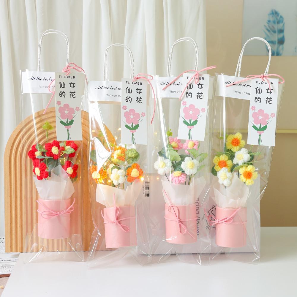 Handmade Crochet Crochet Flower Bouquet Exquisite Handmade Bucket Bouquet  Teacher's Day Gifts