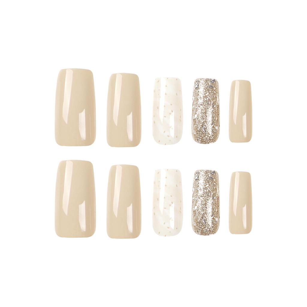 24-teilige abnehmbare French Manicure Nagelsticker: Quadratische Falschnägel & Tips