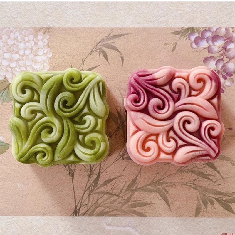 Square Vine Pattern Mooncake Press Mold Cookie Stamps Chinese MidAutumn Moon Cake Makers Decoration Tool for DIY Cookie