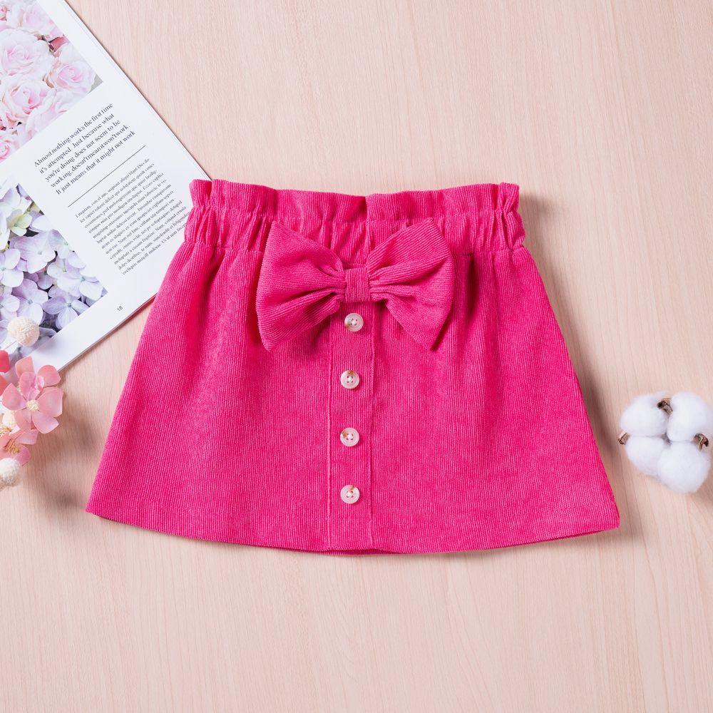 Girls' Corduroy Half Length Skirt Sweet Children's Wear Bow Skirt Short Skirt Elastic Waist Versatile