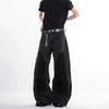 American retro primary color jeans men's and women's design sense niche ruffian handsome tooling loose casual straight wide-leg pants