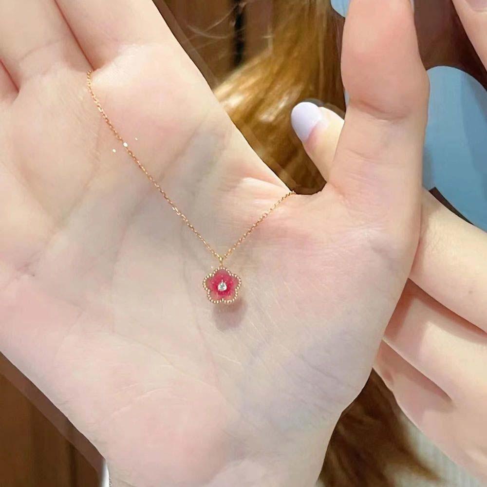 Korean Style Peach Blossom Necklaces Fashion Jewelry Flower Clavicle Chains  Women Girls